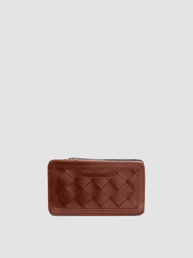 BERGE’ 103 - Brown Woven Leather Card Holder