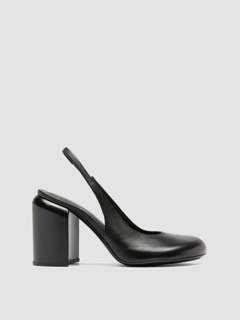 ESTHER 021 - Black Leather Sling Back Sandals