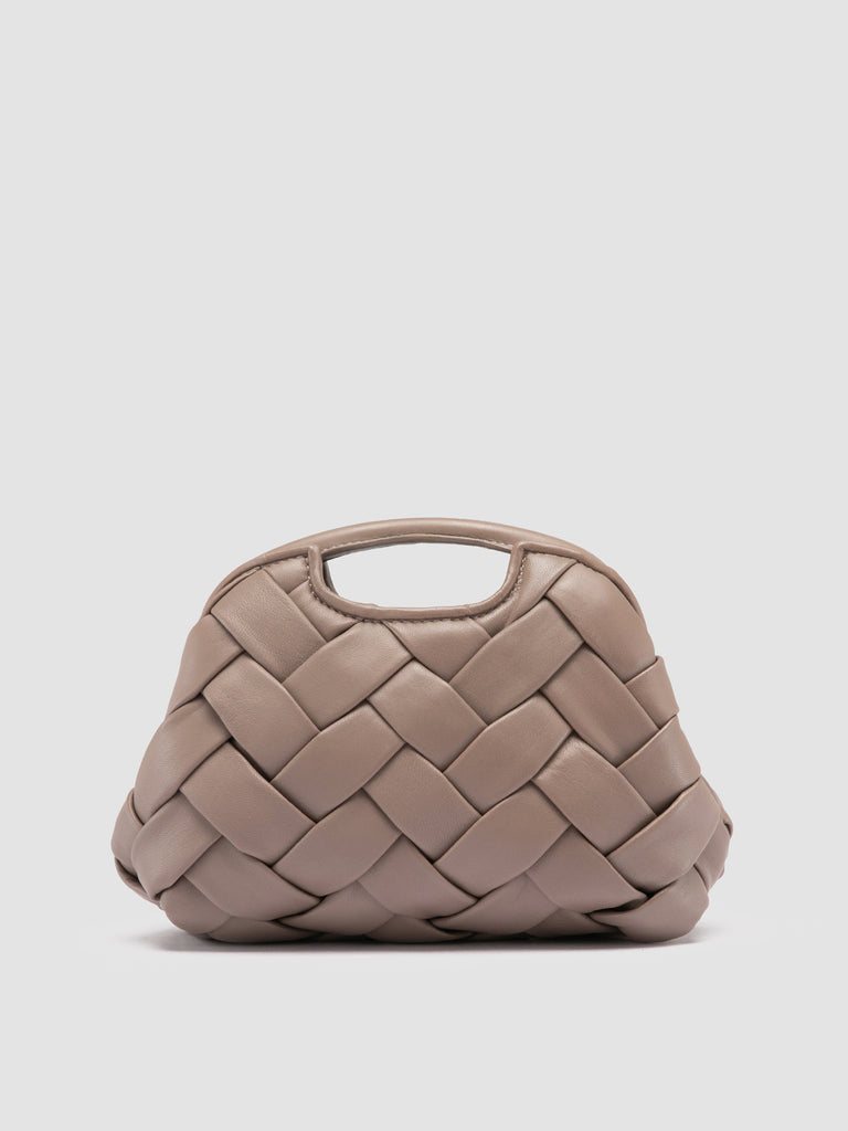 HELEN 12 Plug - Taupe Woven Leather Clutch Bag