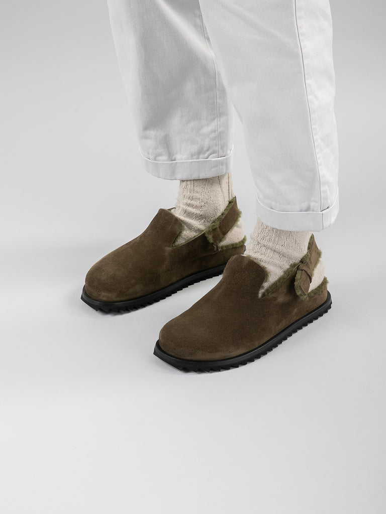INTROSPECTUS 004 - Green Suede Back Strap Sandals