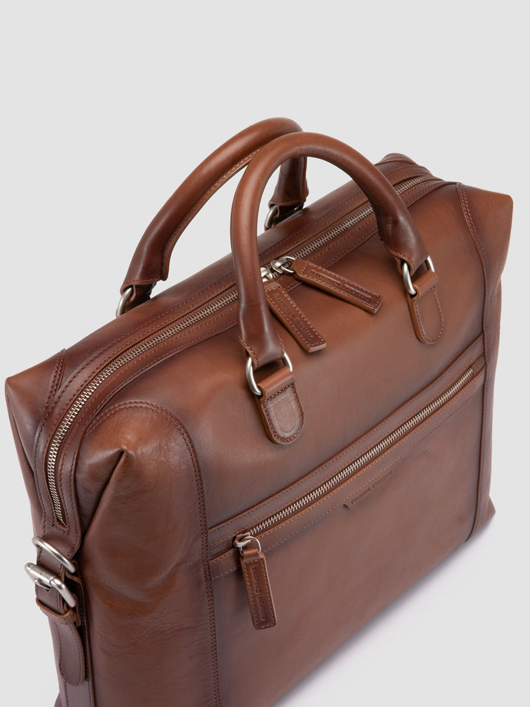 JULES 003 - Brown Leather Briefcase