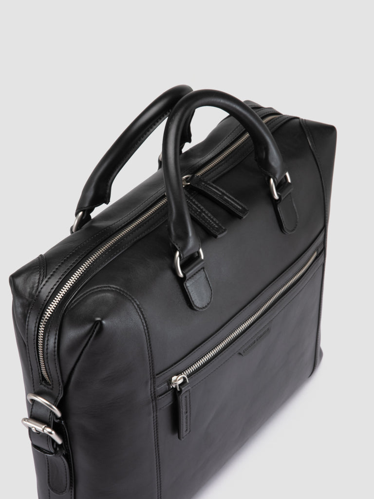 JULES 003 - Black Leather Briefcase