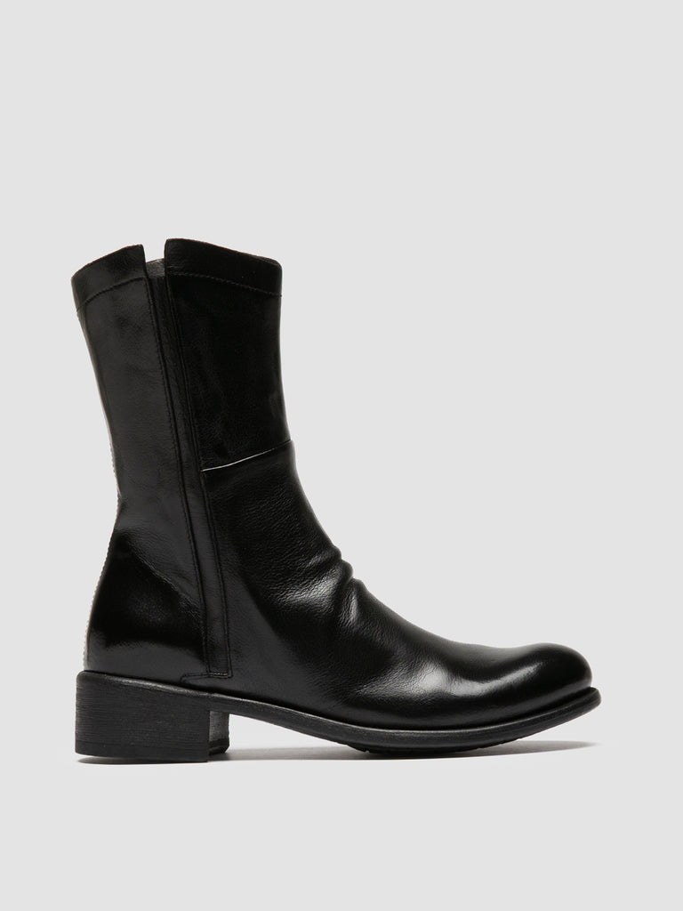 LIS 002 - Black Leather Zipped Boots