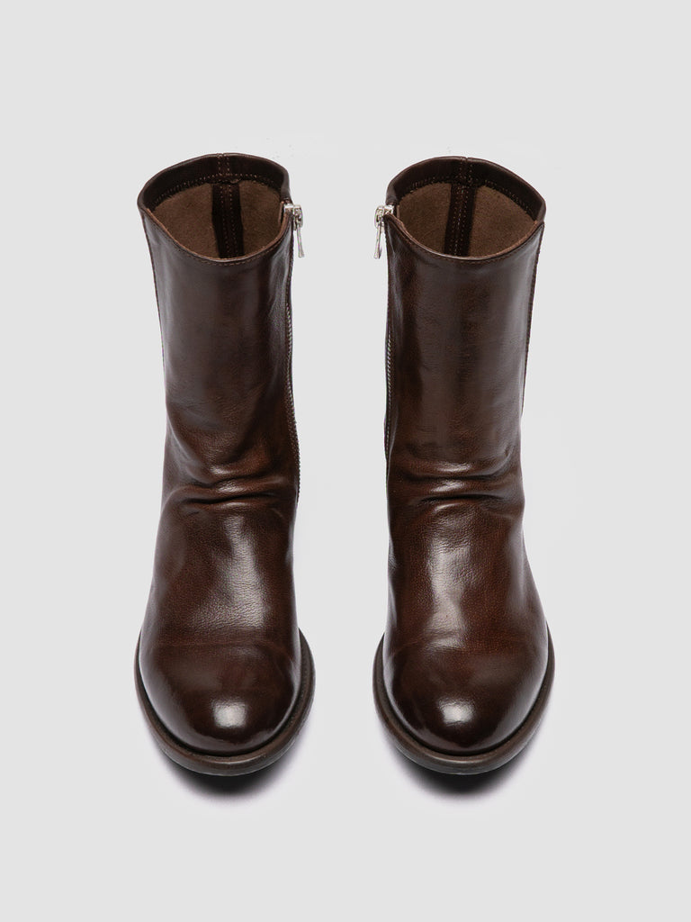 LIS 004 - Brown Leather Zipped Boots