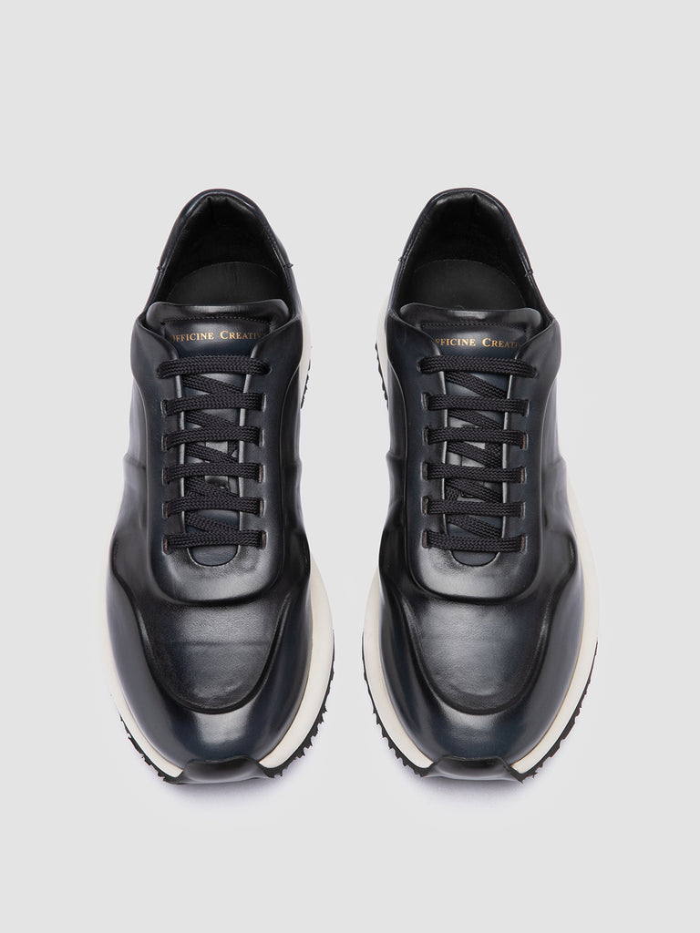 PERSPECTIVE 001 - Blaue Low-Top-Sneakers aus Leder