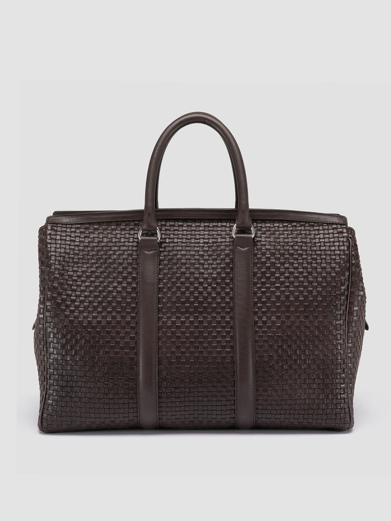 QUENTIN 109 - Brown Woven Leather Weekender