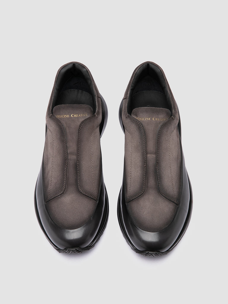 ZODIAC 001 - Graue Low-Top-Sneakers aus Wildleder und Leder