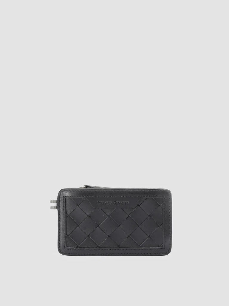 BERGE’ 103 - Black Woven Leather Card Holder
