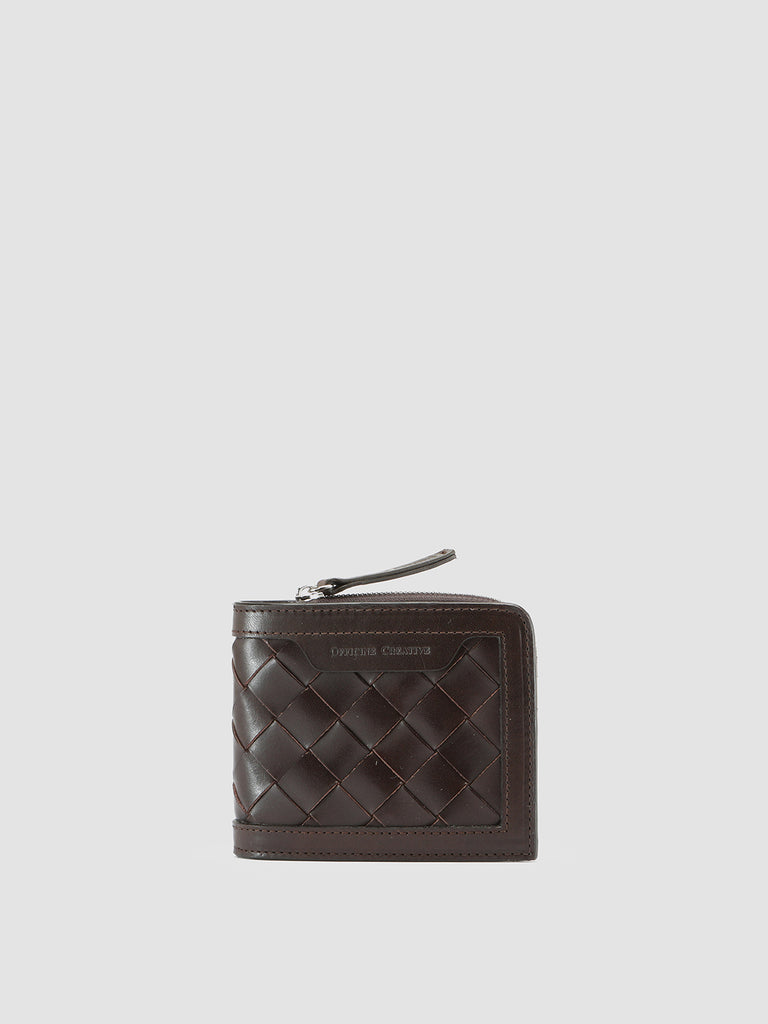 BERGE’ 104 - Brown Woven Leather Bifold Wallet