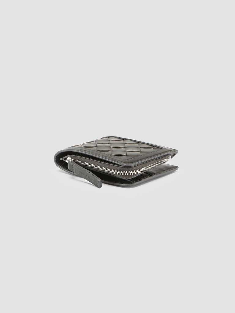 BERGE’ 104 - Grey Woven Leather Bifold Wallet