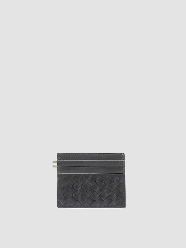 BOUDIN 122 - Black Woven Leather Card Holder
