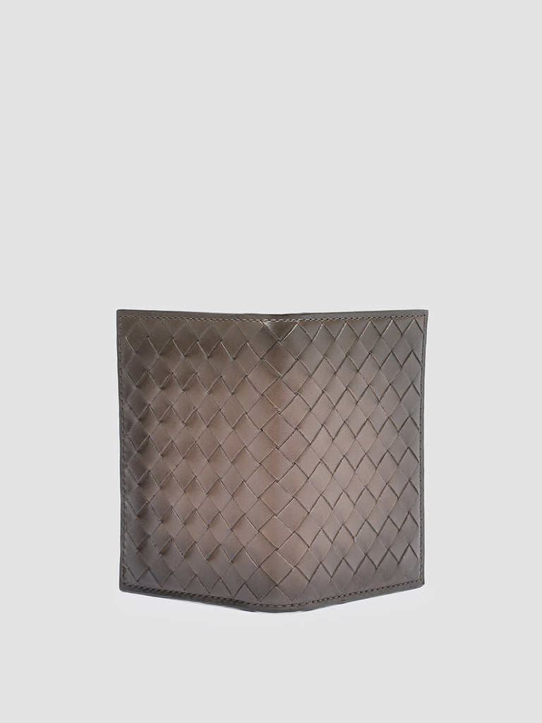 BOUDIN 124 - Taupe Woven Leather Bifold Wallet
