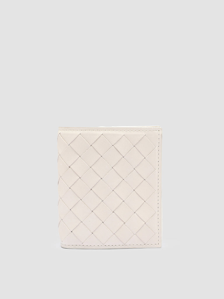 POCHE 111 - White Woven Leather bifold wallet