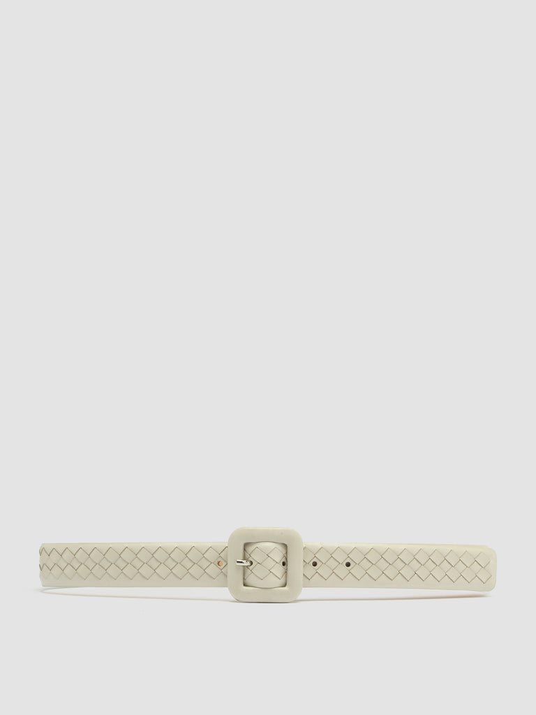 OC STRIP 060 - White Woven Leather Belt