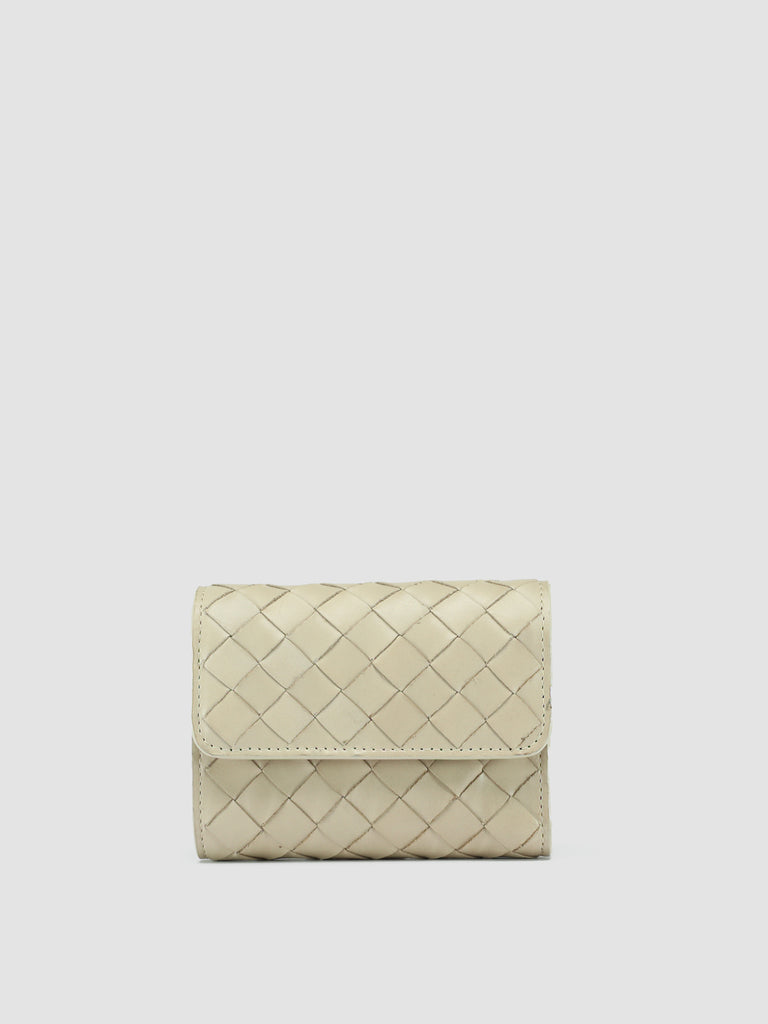 POCHE 110 - Ivory Woven Leather Trifold Wallet
