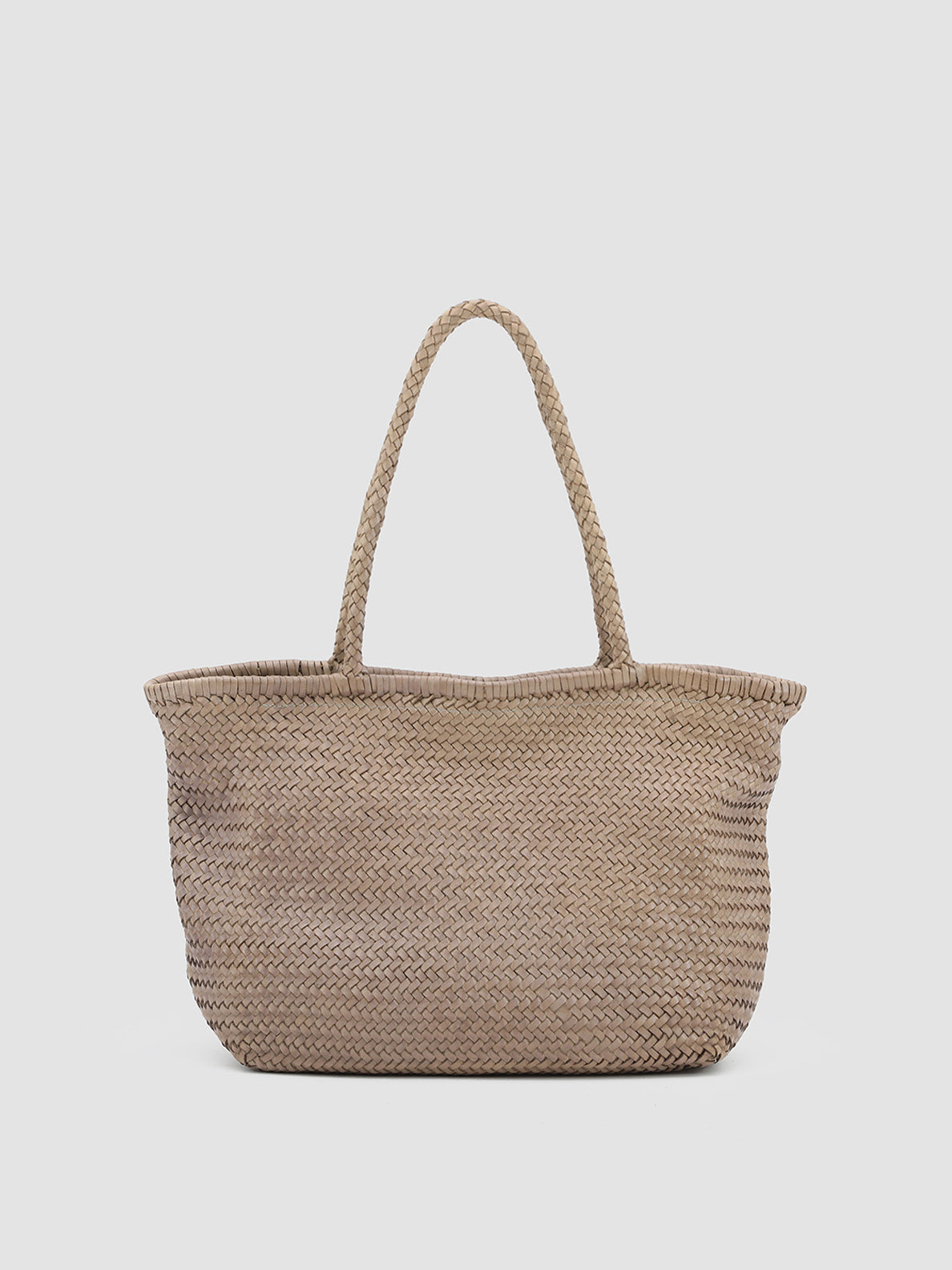 Women's Taupe Leather Tote Bag: OC CLASS 35 Woven – Officine