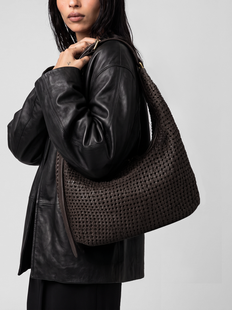 VICKY 002 - Brown Leather Shoulder Bag