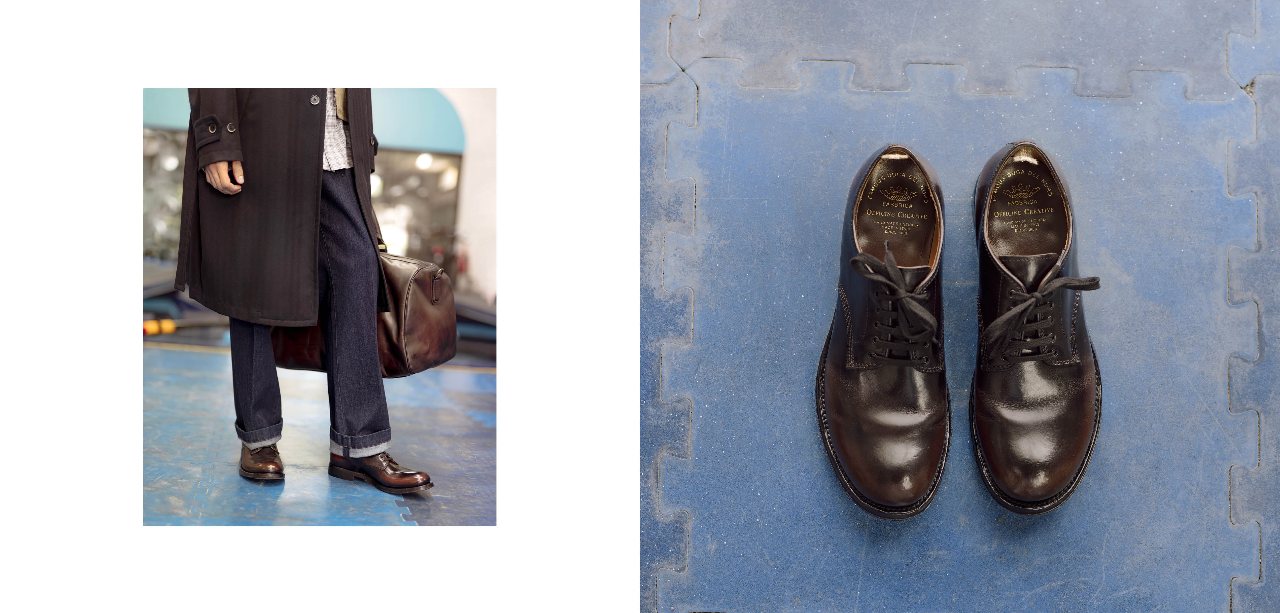 Officine Creative - Men's brown leather derby shoes