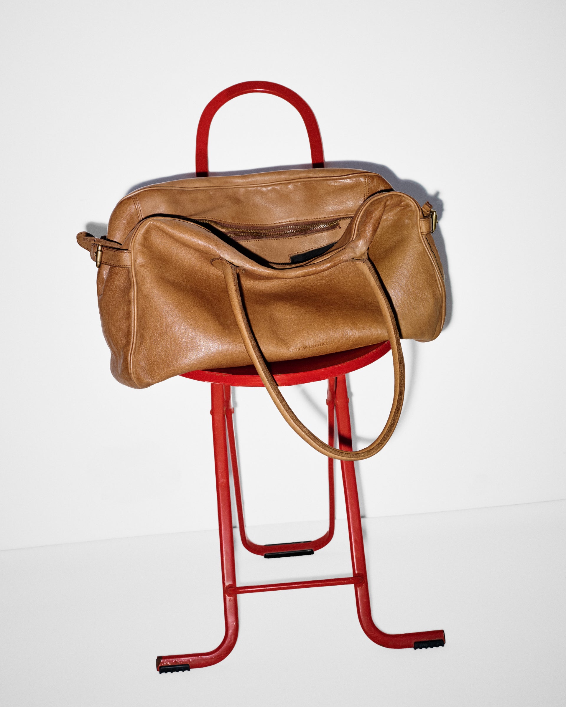 OFFICINE CREATIVE - Men's light brown leather handbag