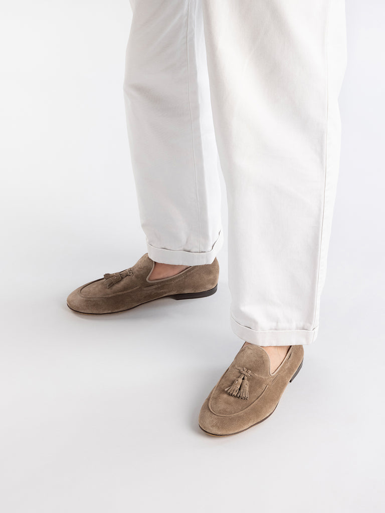 AIRTO 013 - Taupe Suede Tassel Loafers