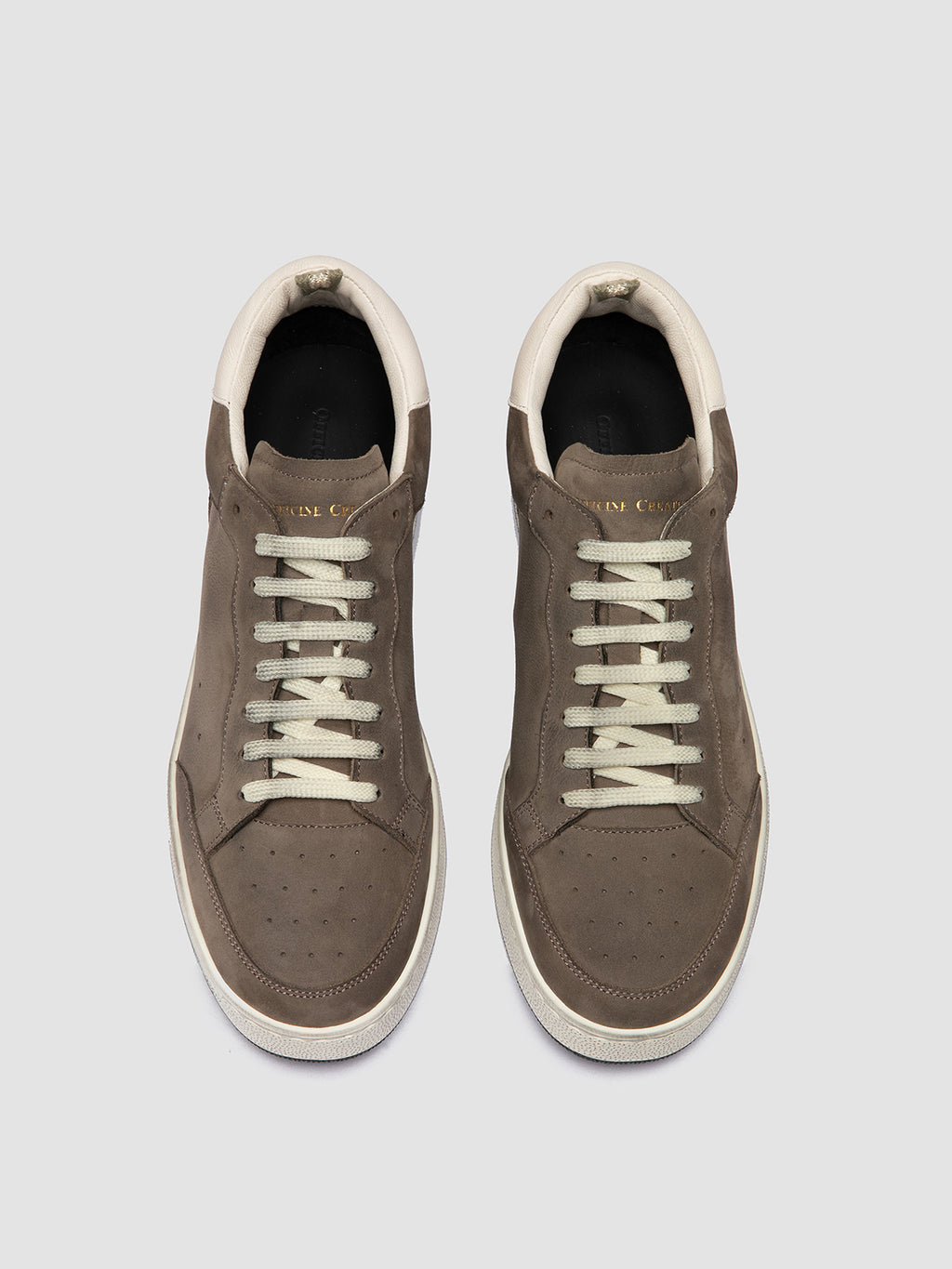 THE ANSWER 002 - Taupe Leather and Suede Sneakers - image 2,side view