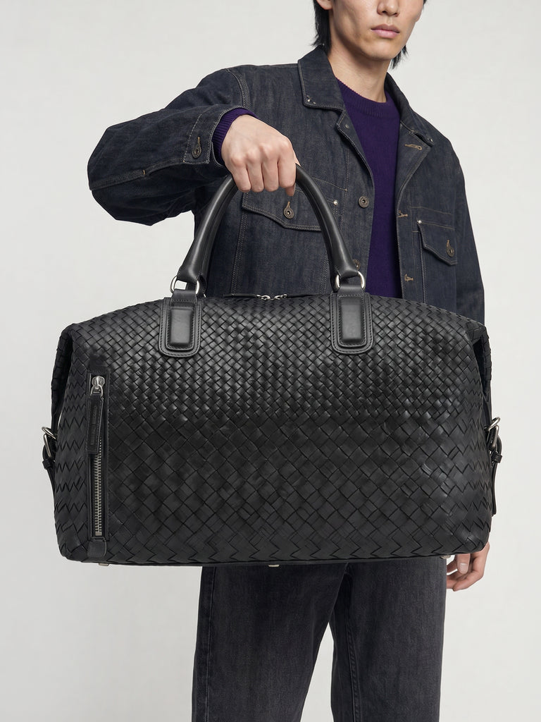 ARMOR 019 - Black Leather Travel Bag-hover