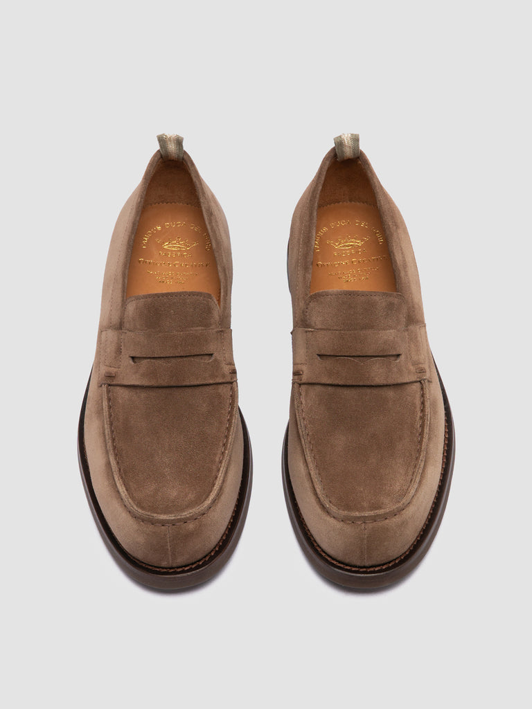 BELMONDO 006 - Taupe Suede Penny Loafers