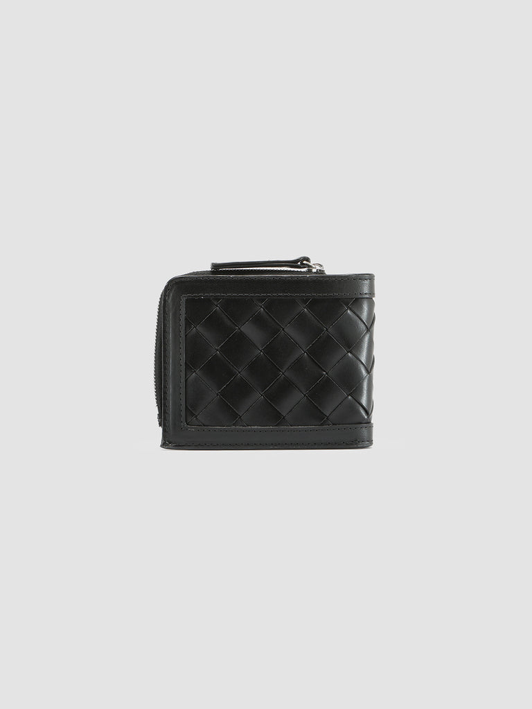 BERGE’ 104 - Black Woven Leather Bifold Wallet Officine Creative - 3