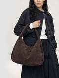 BOLINA 048 - Brown Suede Shoulder Bag - thumb image 2,side view