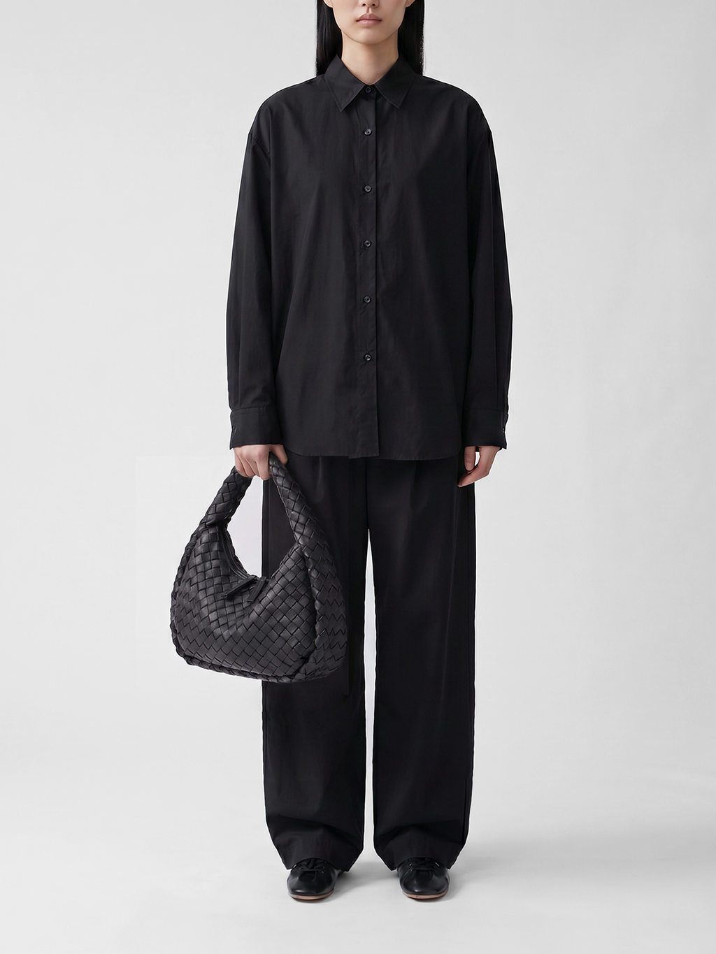 BOLINA 144 - Black Leather Handle Bag - image 2,side view