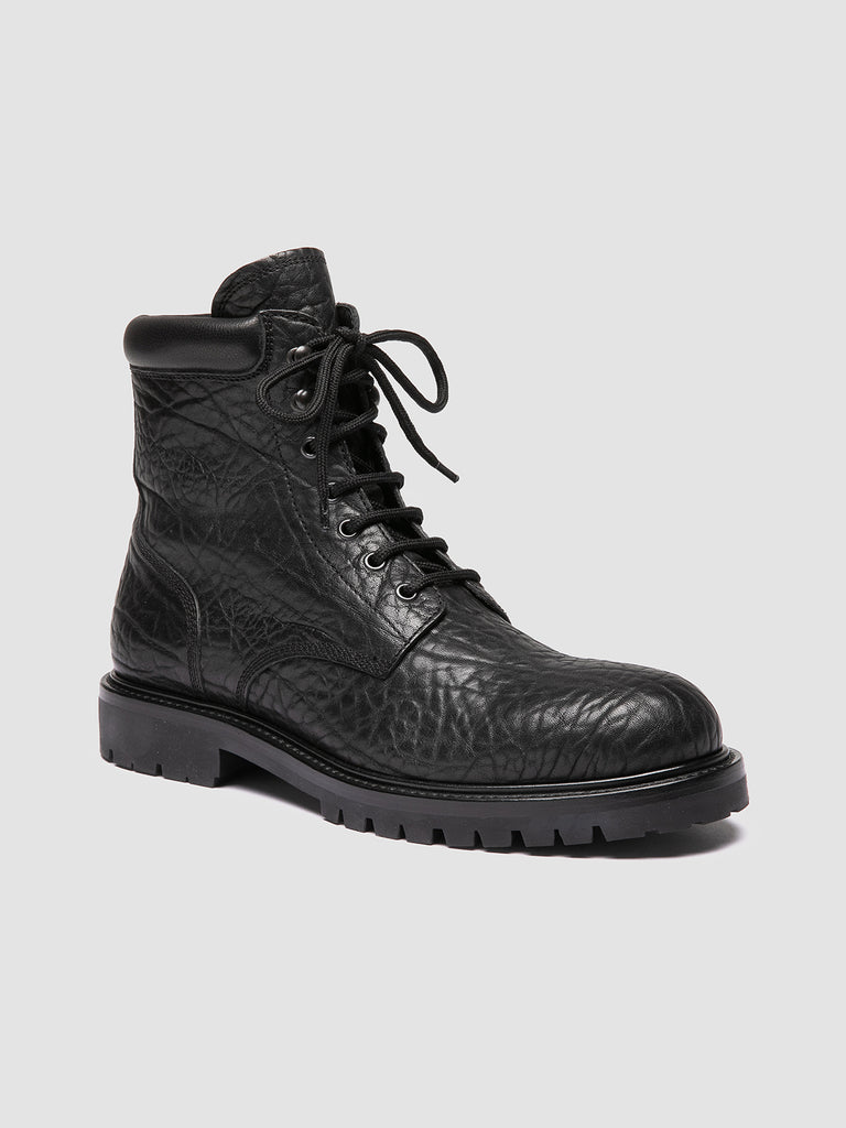 BOSS 008 - Black Leather Lace-Up Boots