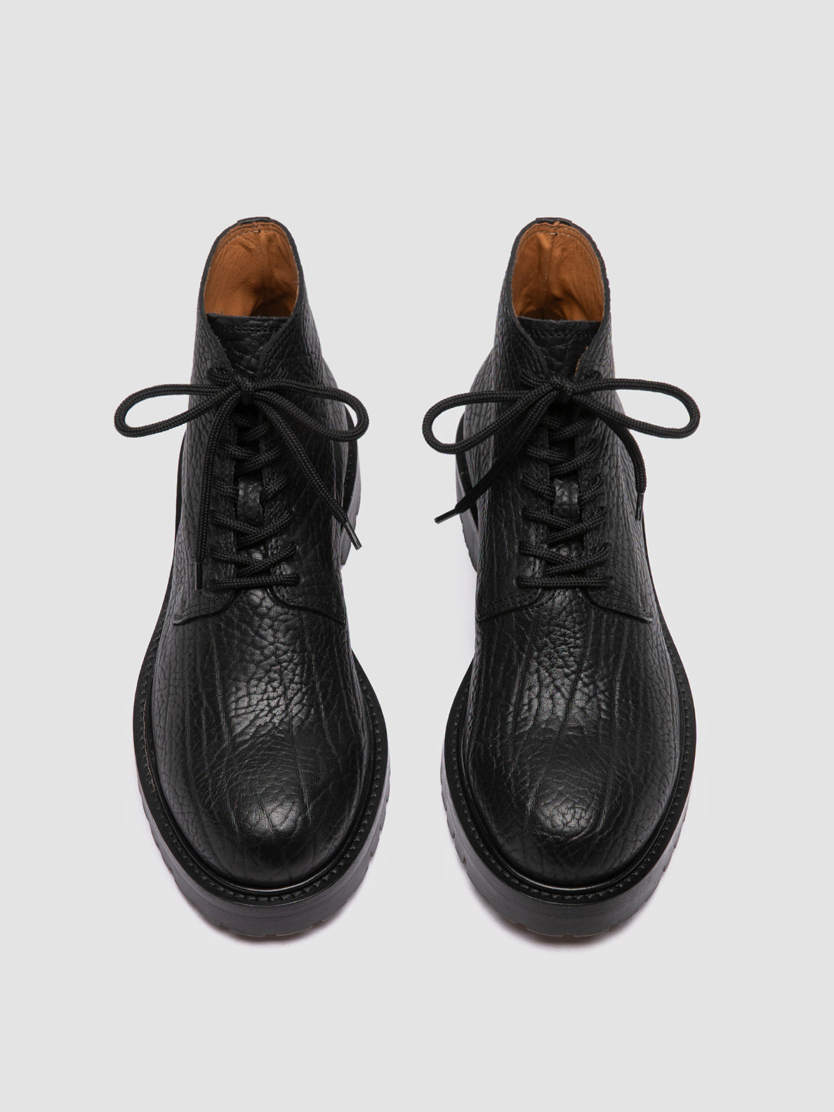 Men's Black Leather Lace up Boots: BOSS 011 – Officine Creative