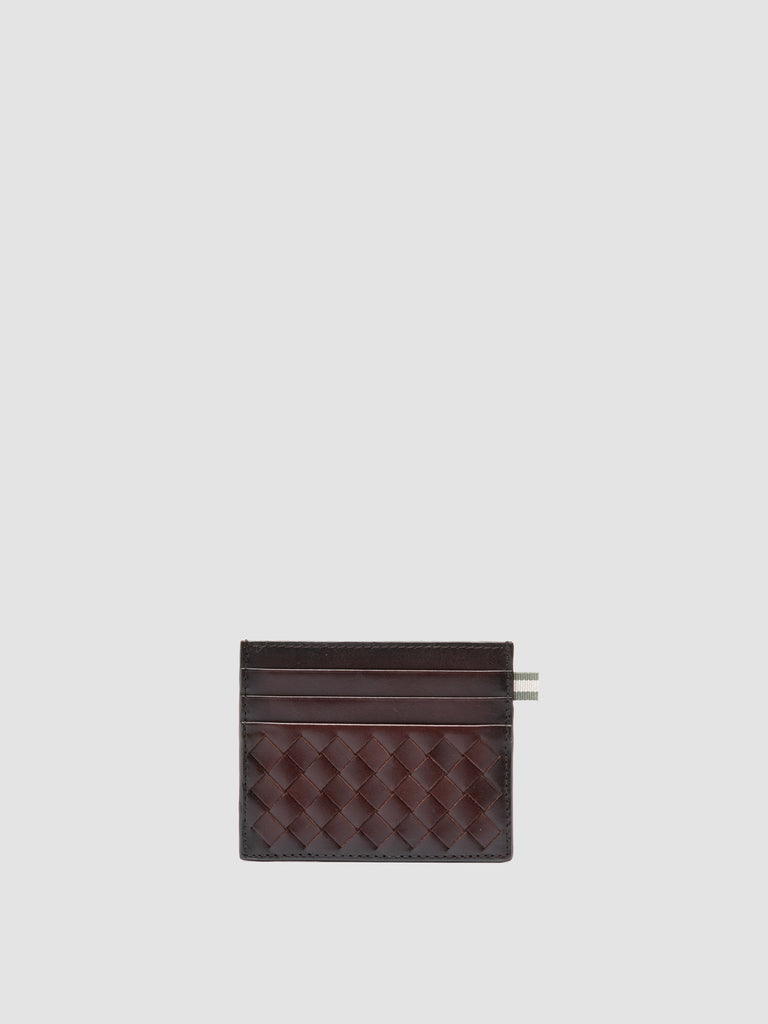 BOUDIN 122 - Brown Woven Leather Card Holder