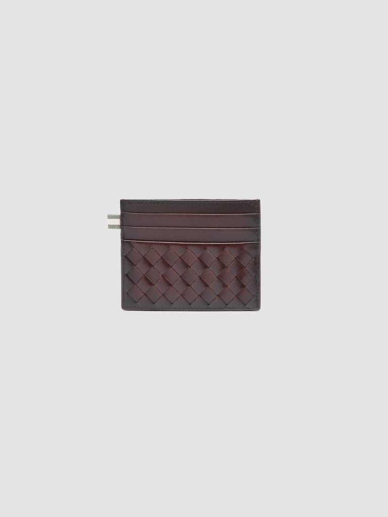 BOUDIN 122 - Brown Woven Leather Card Holder