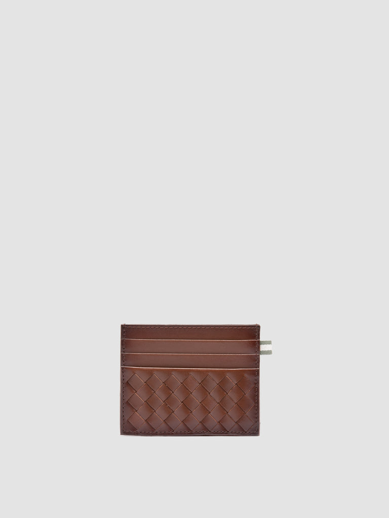 BOUDIN 122 - Brown Woven Leather Card Holder