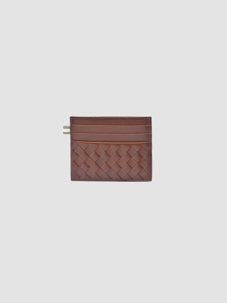 BOUDIN 122 - Brown Woven Leather Card Holder
