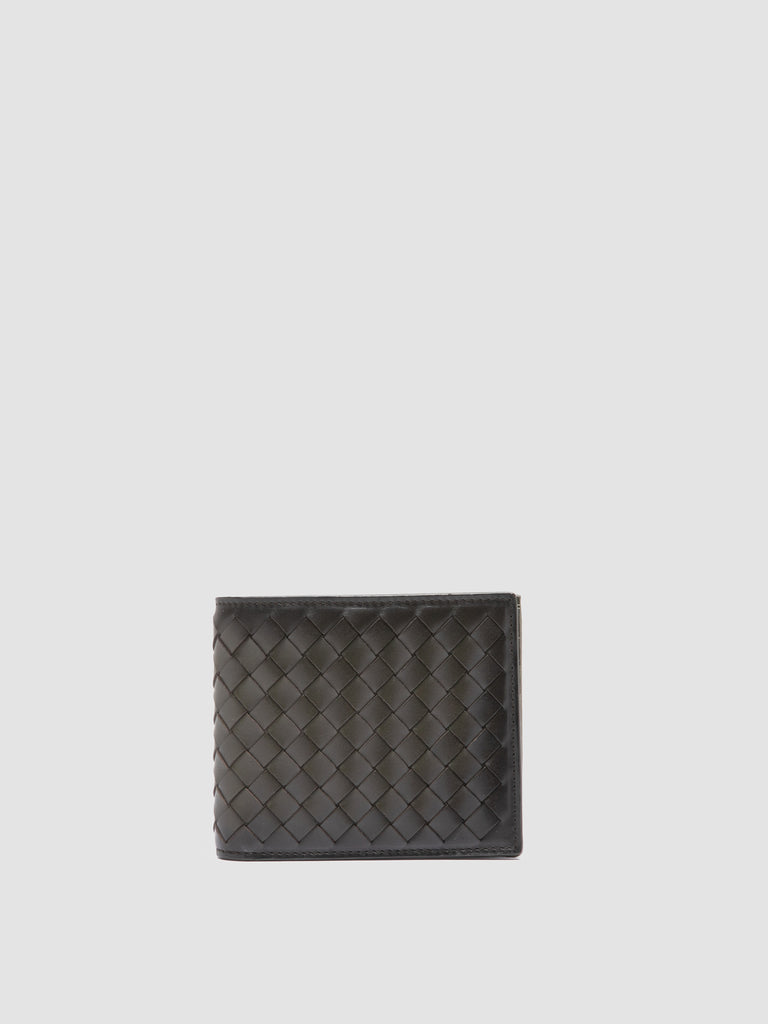 BOUDIN 123 - Green Woven Leather Bifold Wallet