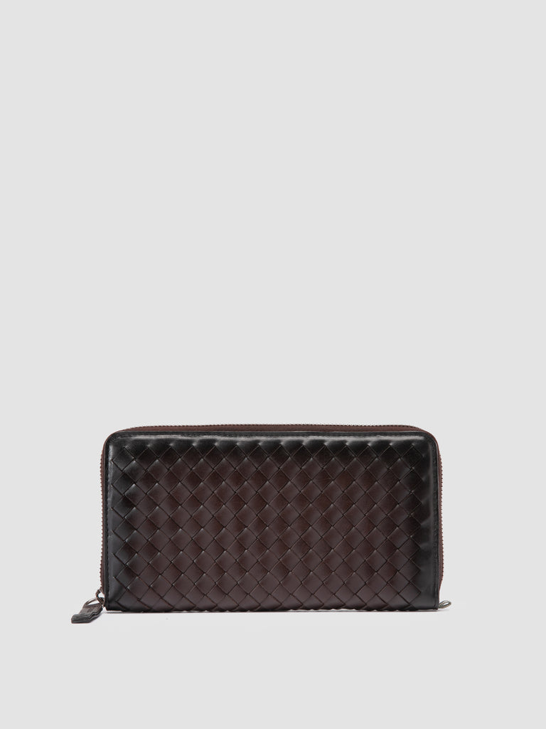 BOUDIN 126 - Brown Leather Woven Wallets