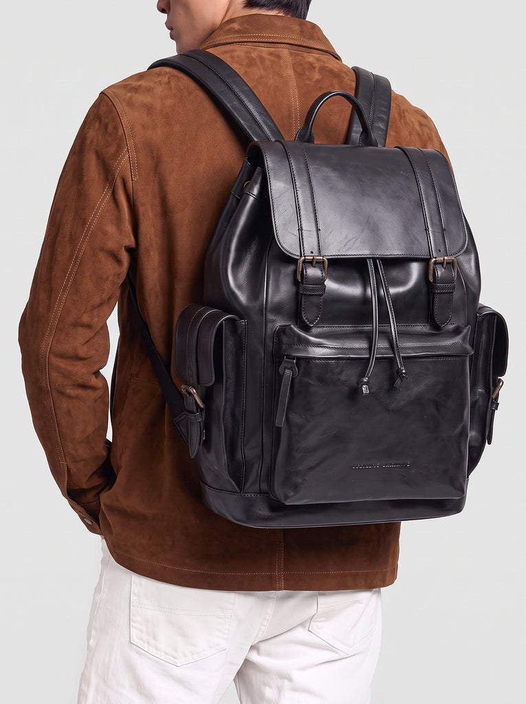 cutom mens leather backpack with charging station Crazy Horse EVEREST lightweight capacious to carry Men's Modern Leather Laptop Backpack