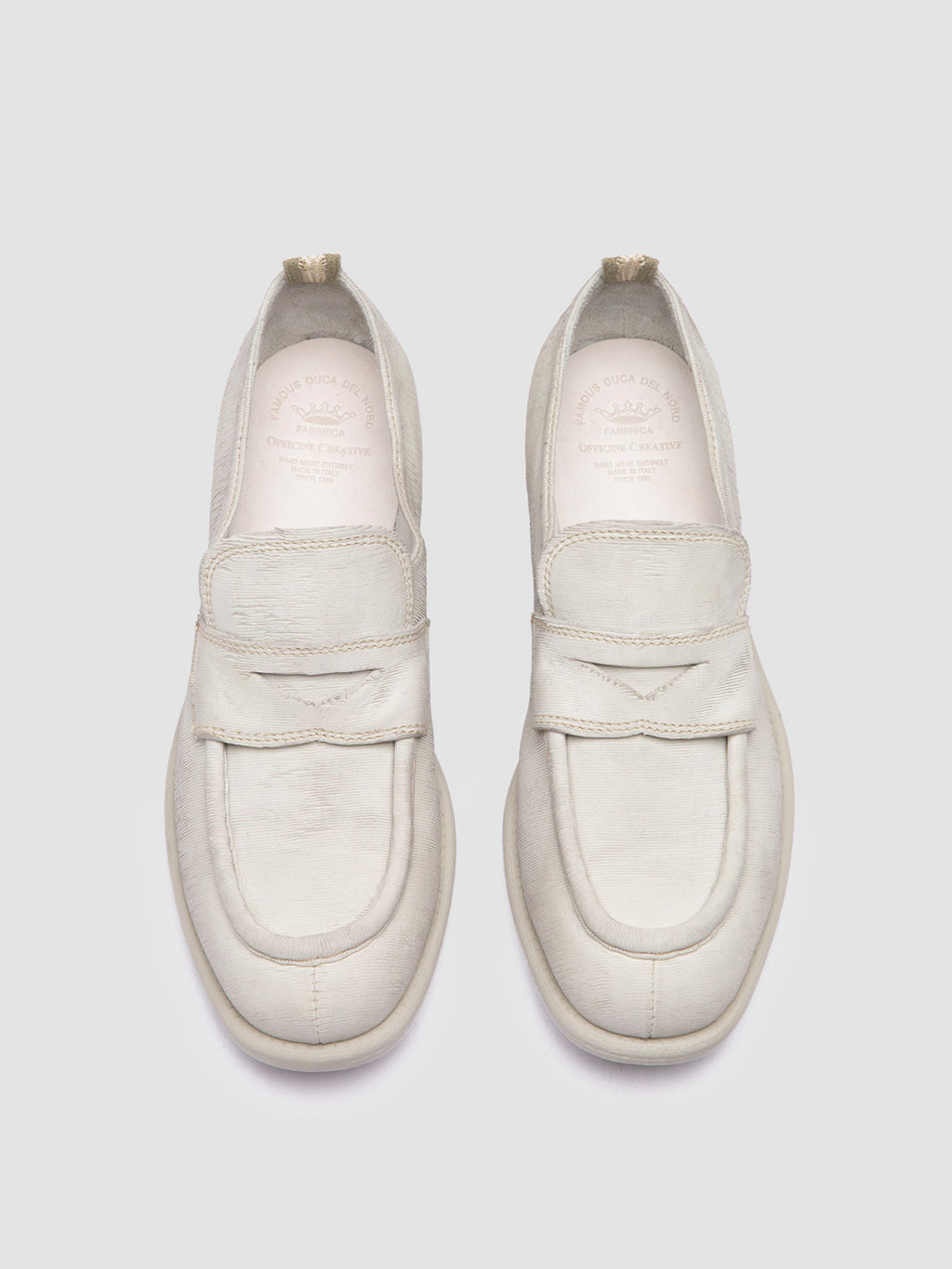 CALIXTE 020 - White Leather Penny Loafers