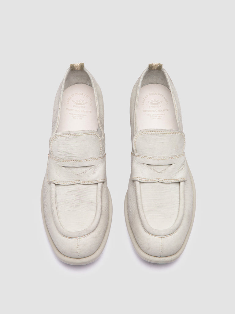 CALIXTE 020 - White Leather Penny Loafers
