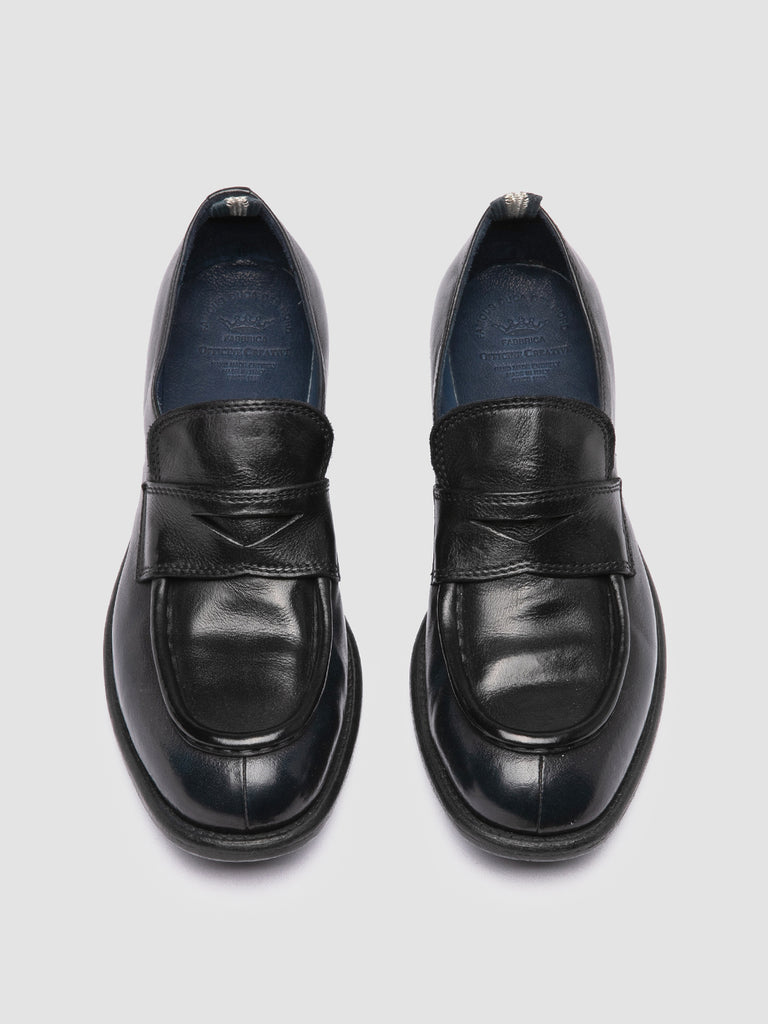 CALIXTE 020 - Blue Leather Penny Loafers