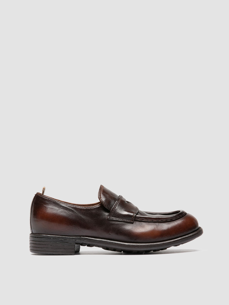 CALIXTE 020 - Brown Leather Penny Loafers