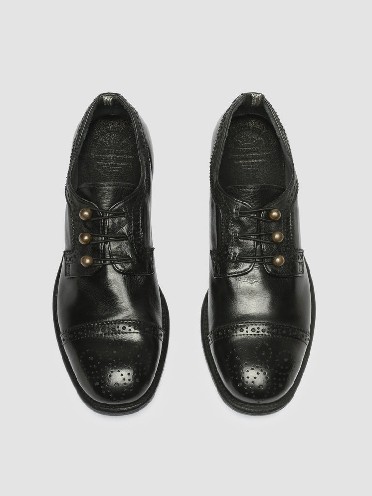 CALIXTE 022 - Black Leather Brogue Derby Shoes