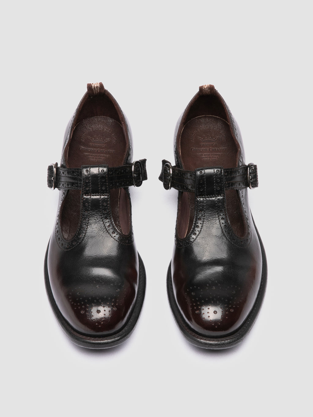 CALIXTE 071 - Burgundy Leather T-Bar Shoes Officine Creative - 2