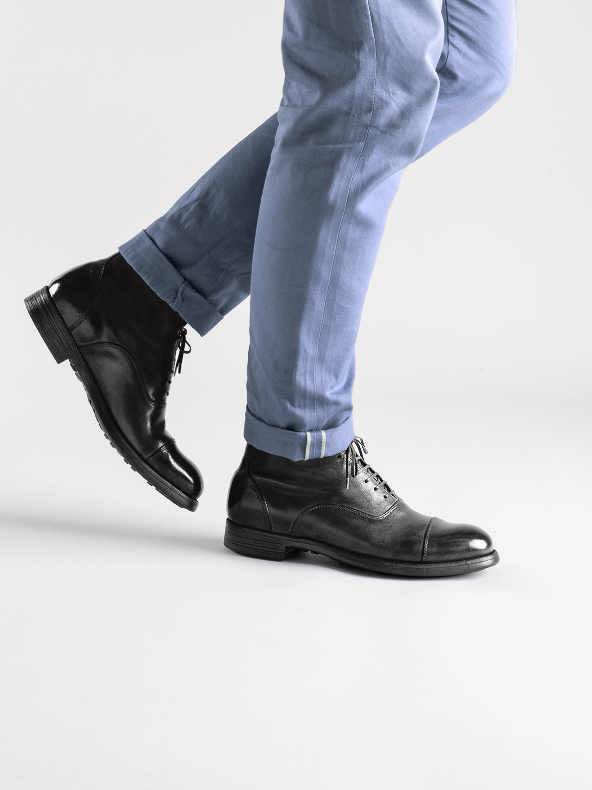 Men's Black Leather Boots CHRONICLE 057 – Officine Creative