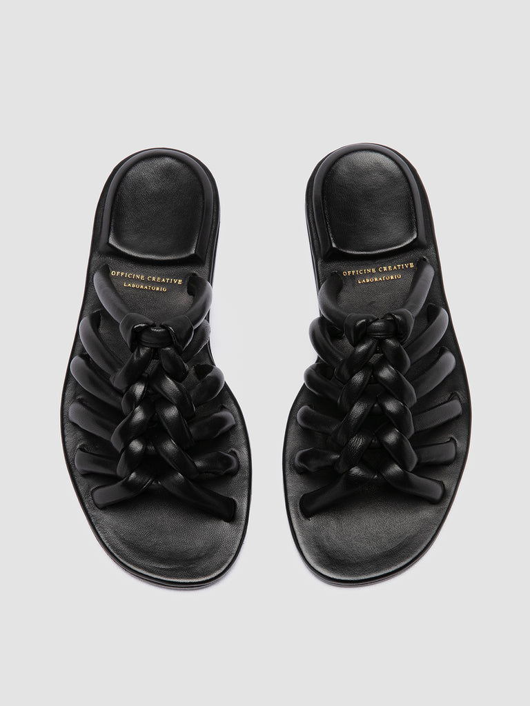 CYBILLE 016 - Black Leather Slide Sandals