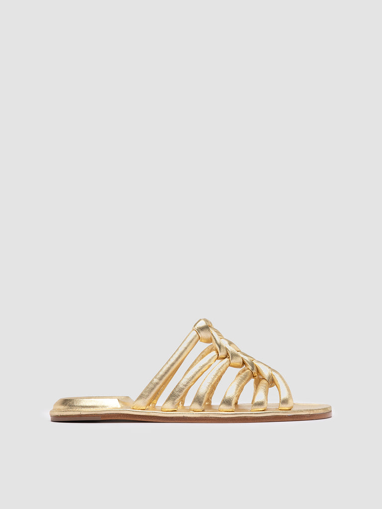CYBILLE 016 - Gold Leather Slide Sandals