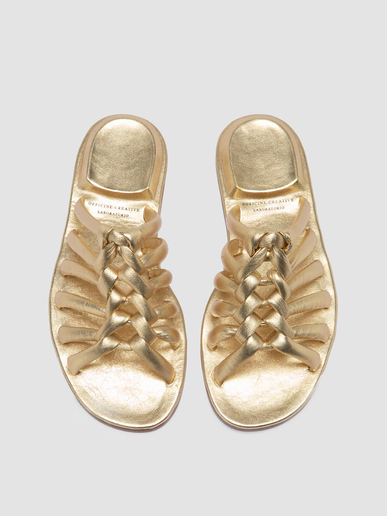CYBILLE 016 - Gold Leather Slide Sandals