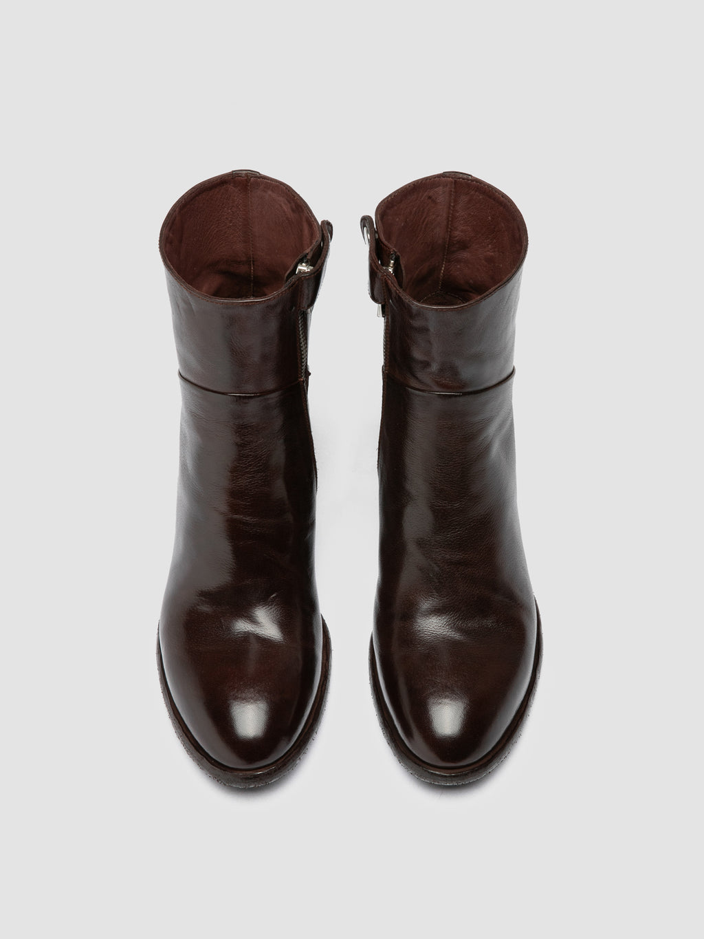 DENNER 107 - Burgunderrote Lederstiefel mit Reißverschluss - image 2,side view